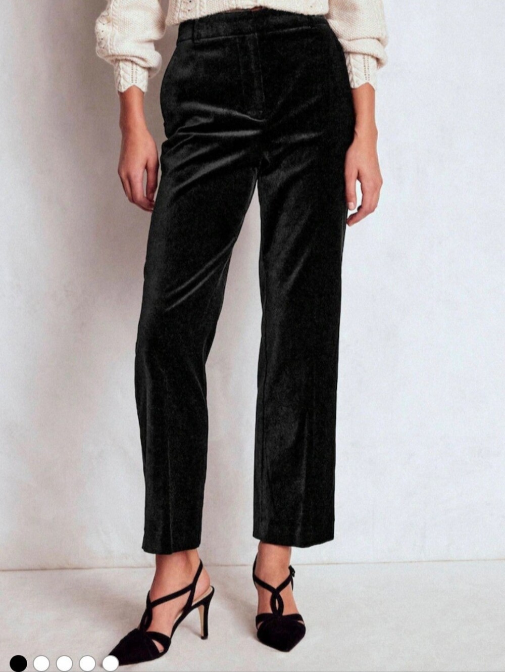 Boden Women's Black Velvet Wide-Leg High-Rise Dress Pants Viscose & Silk Size 4L